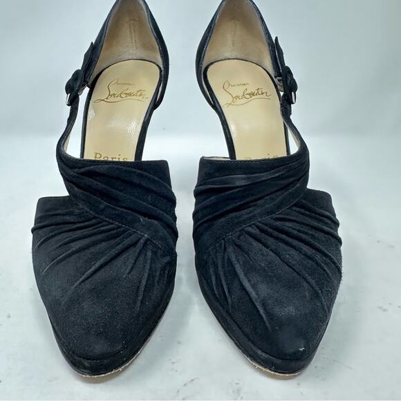 Christian Louboutin Drapiday Black Suede Pumps Size 37 - Picture 3 of 11